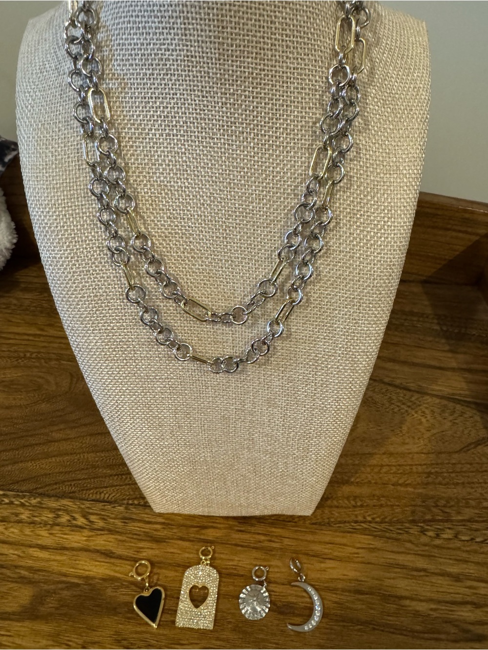 Treasure Jewels Mixed Metal Charm Necklace with 4 JBloom Charms